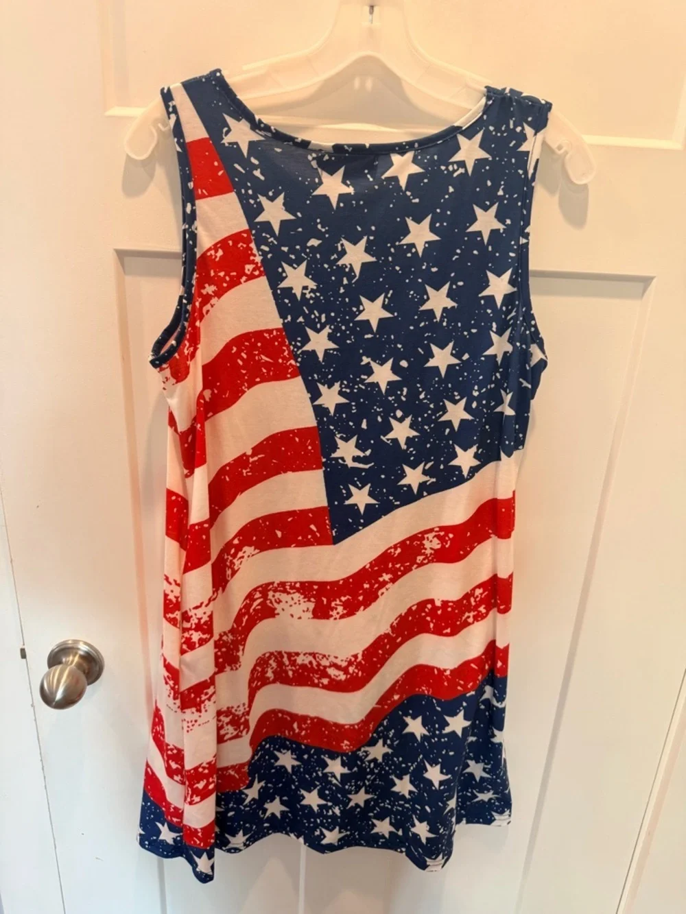 American Flag Dress Large Patriotic Tank Dress Red White Blue USA Summer